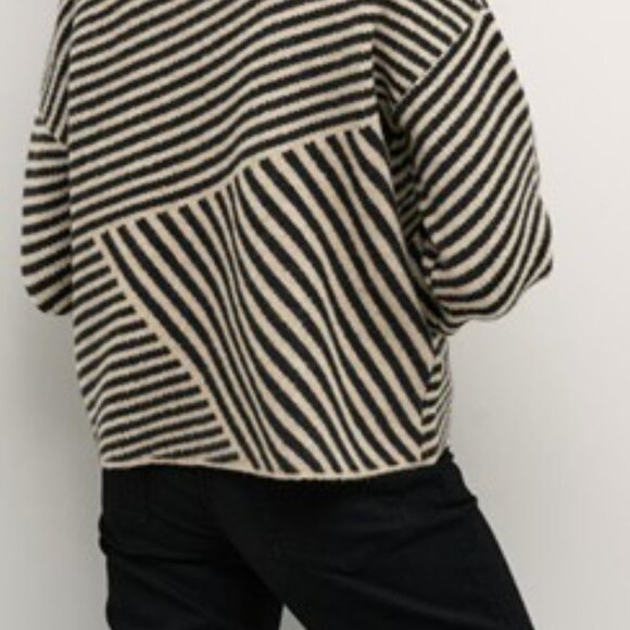 NWT KAFFE crow neck sweater col Feather Gray Melange / Black size large - Picture 5 of 10